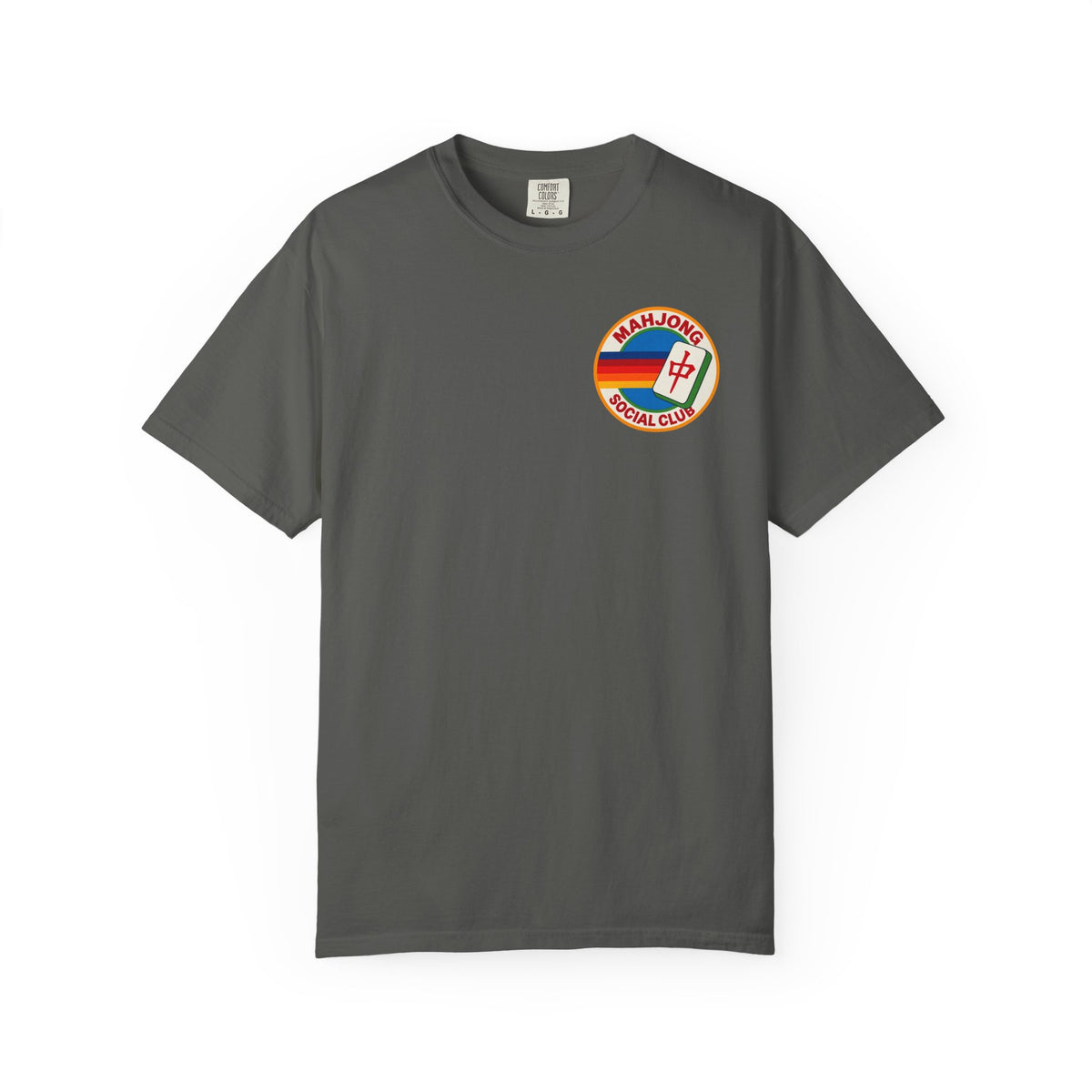 Mahjong Social Club T-Shirt — Retro Rainbow Mahjong Tile Tee