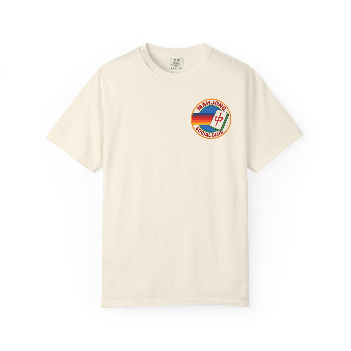 Mahjong Social Club T-Shirt — Retro Rainbow Mahjong Tile Tee