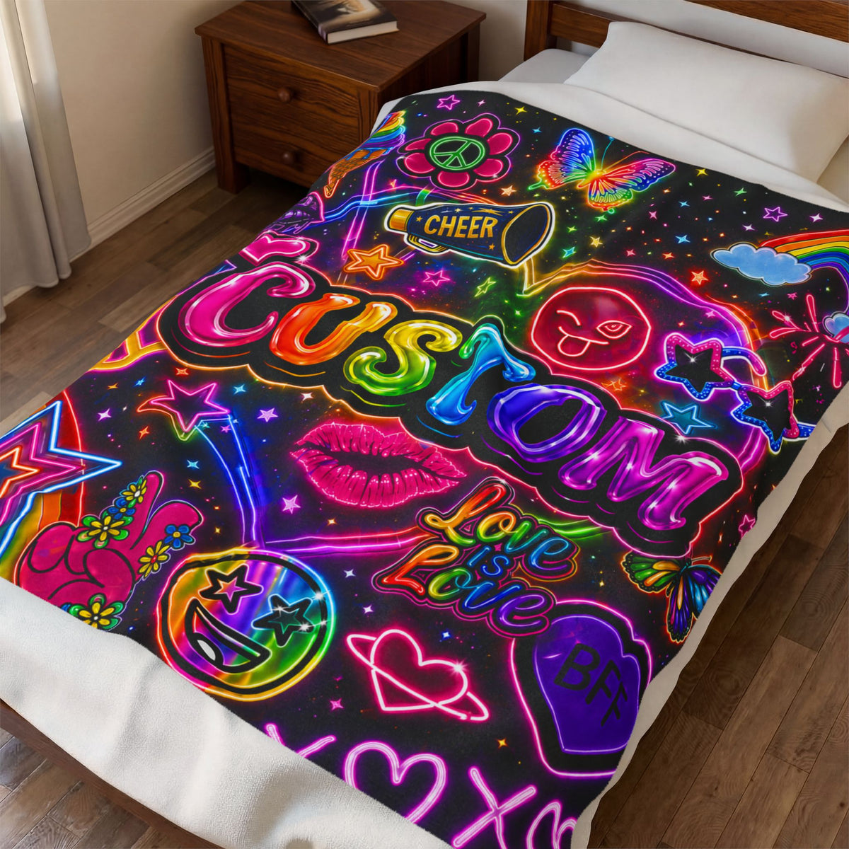 Personalized Favorite Things Blanket — Neon Collage Personalized