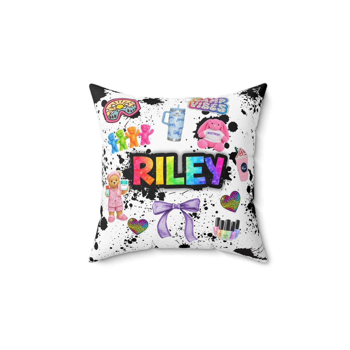 Rainbow Name Riley Pillow | Square Accent Pillow