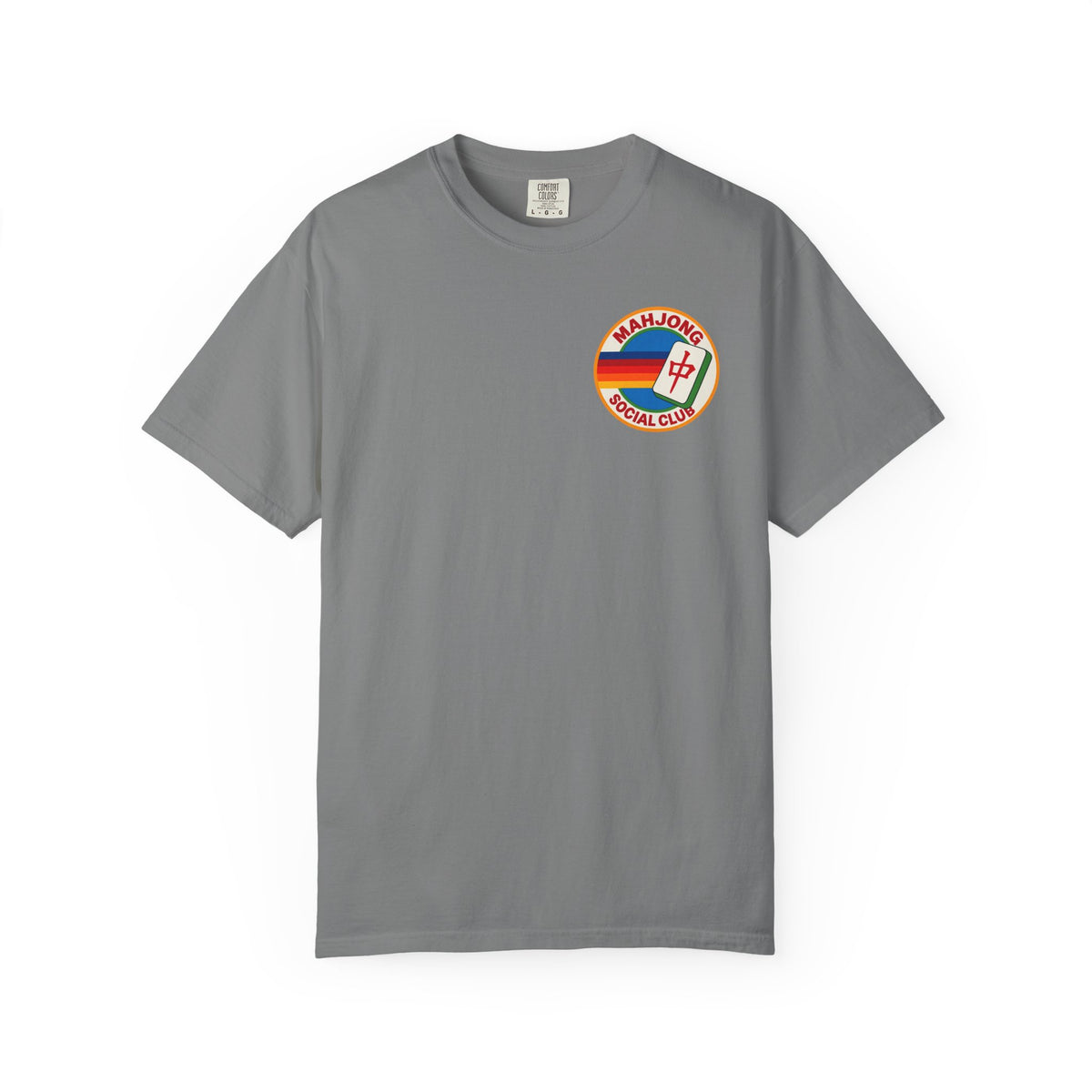 Mahjong Social Club T-Shirt — Retro Rainbow Mahjong Tile Tee