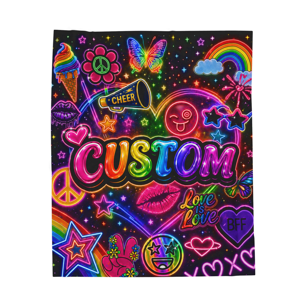 Personalized Favorite Things Blanket — Neon Collage Personalized