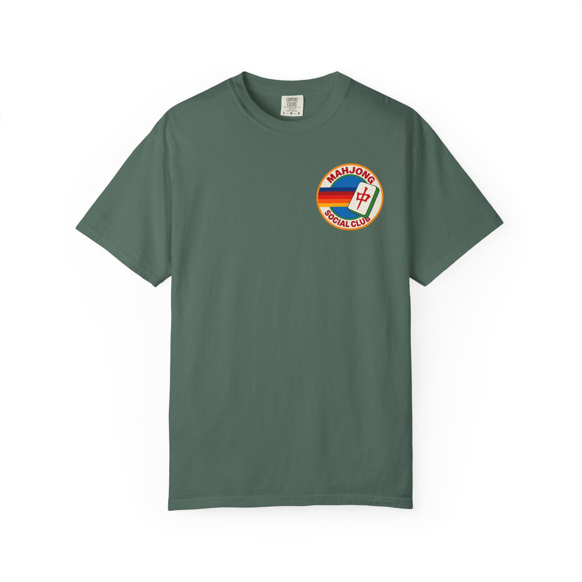 Mahjong Social Club T-Shirt — Retro Rainbow Mahjong Tile Tee