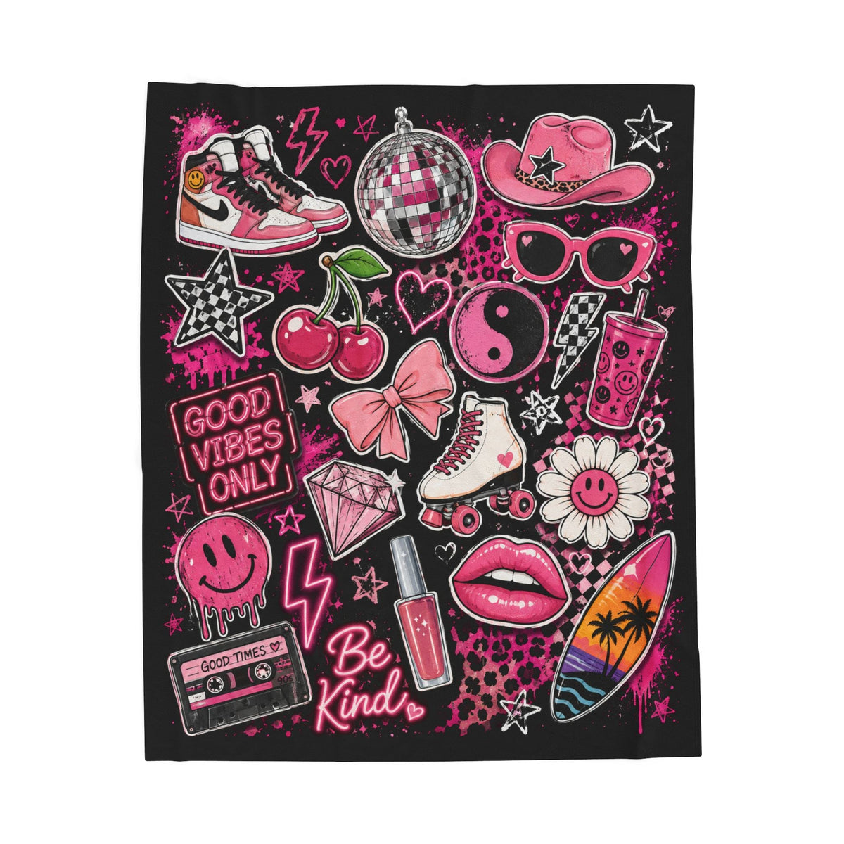 Pink Retro Sticker Collage (Good Vibes Only) style