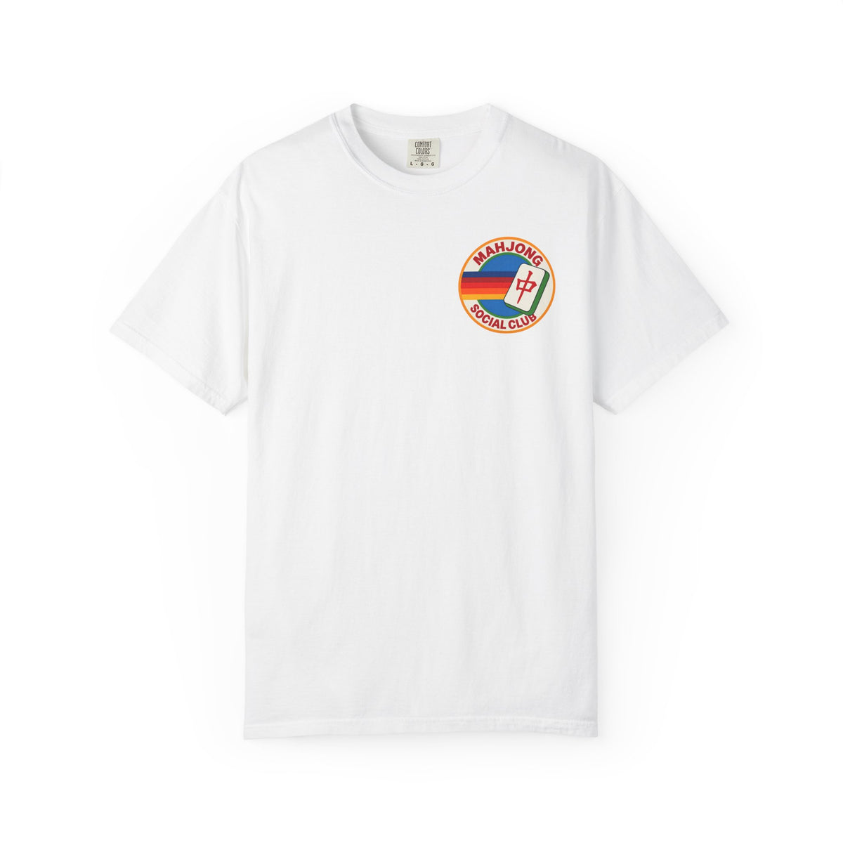 Mahjong Social Club T-Shirt — Retro Rainbow Mahjong Tile Tee