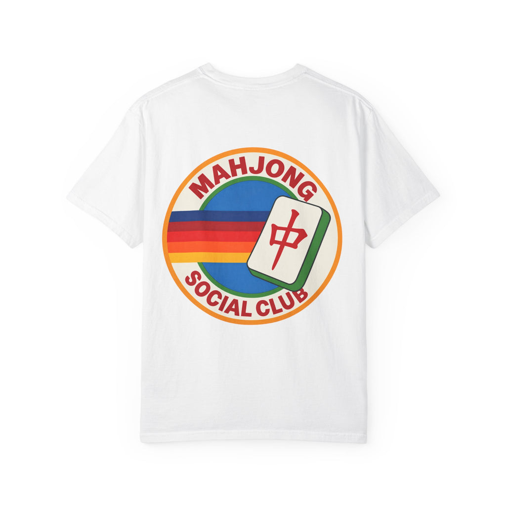 Mahjong Social Club T-Shirt — Retro Rainbow Mahjong Tile Tee