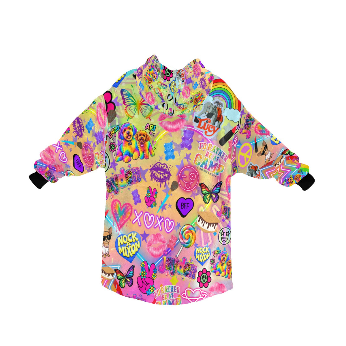 Blanket Hoodie for Kids Colorful Pop - back