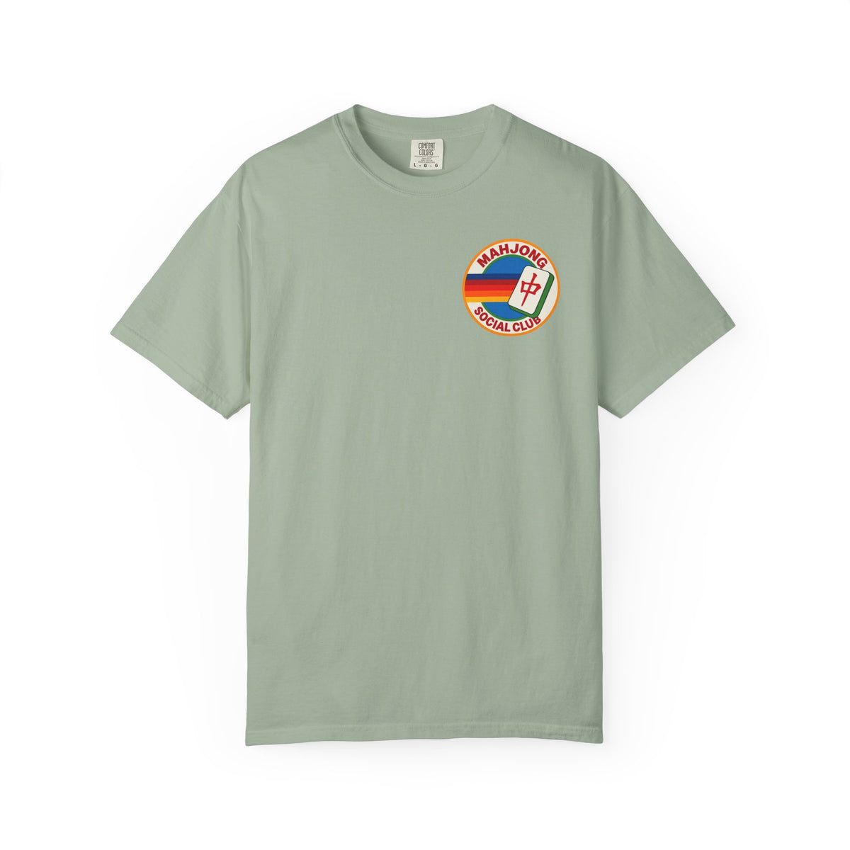 Mahjong Social Club T-Shirt — Retro Rainbow Mahjong Tile Tee