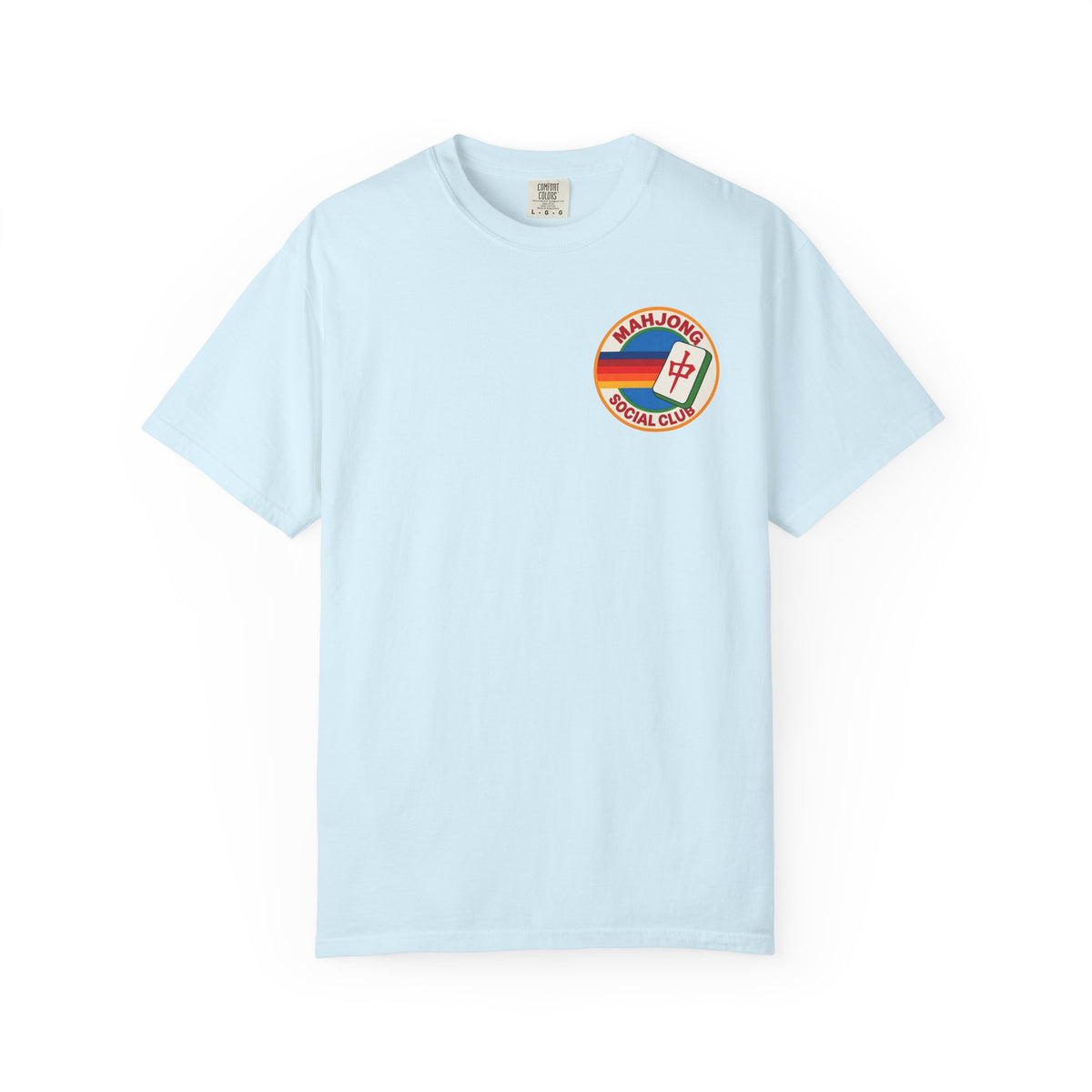 Mahjong Social Club T-Shirt — Retro Rainbow Mahjong Tile Tee
