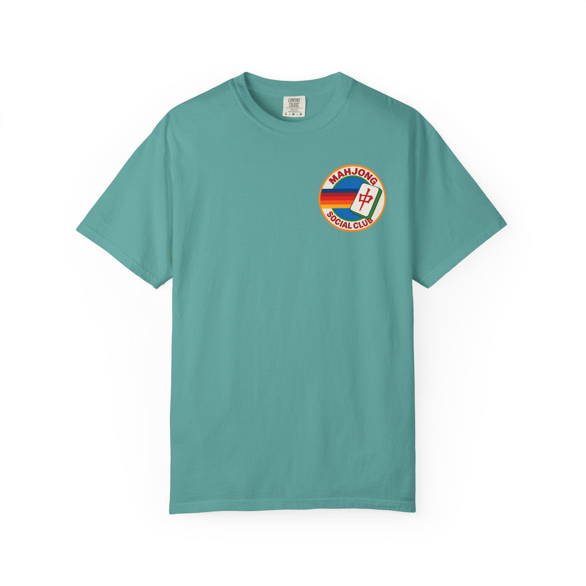 Mahjong Social Club T-Shirt — Retro Rainbow Mahjong Tile Tee